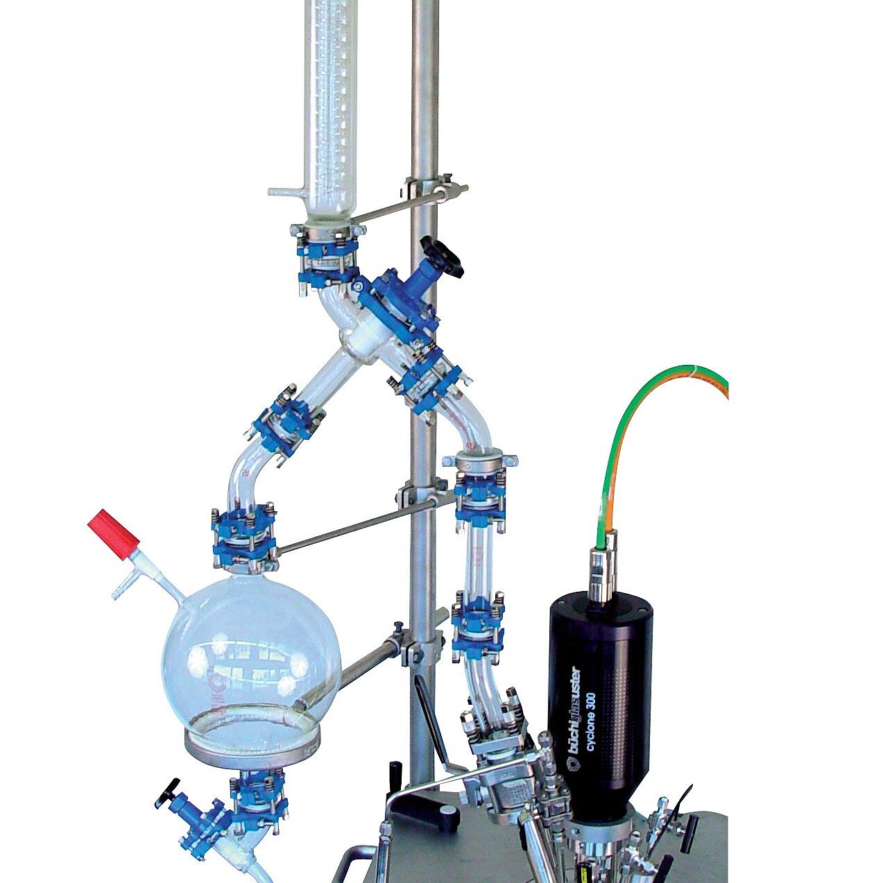 Destilação à vácuo,condensador de refluxo, frasco receptor