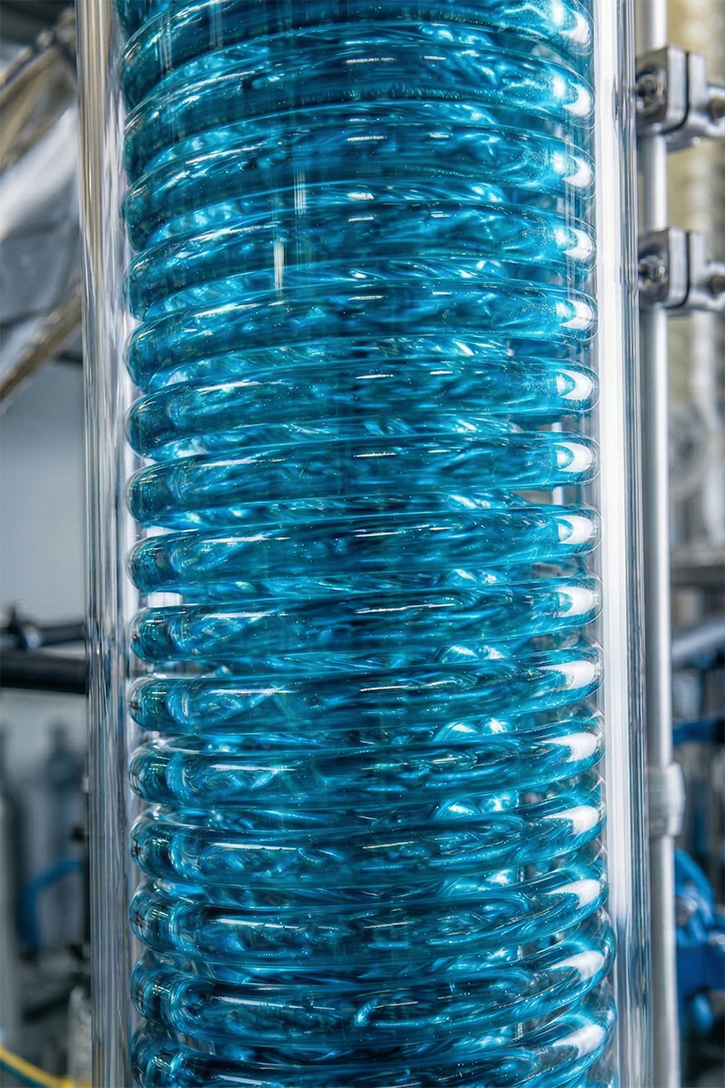 Permutadores de calor em vidro espiral com áreas de superfície de 0,1m² até 1,6m²