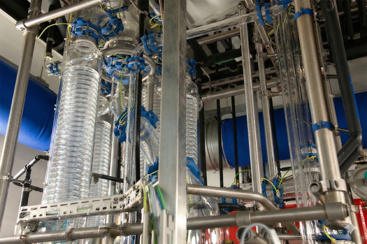 Permutadores de calor em espiral (vidro/vidro)