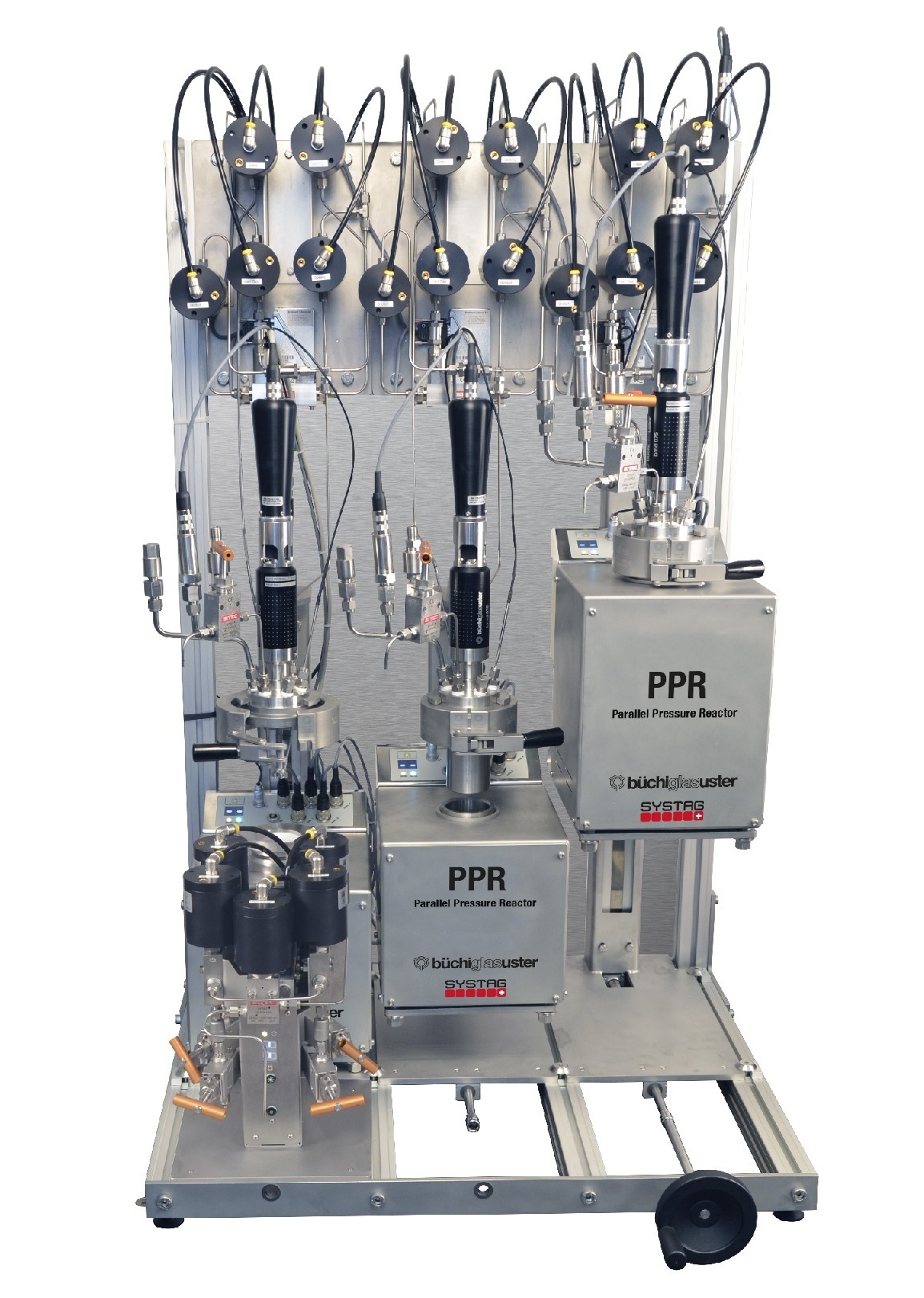 PPR, 3 vasos de pressão em paralelo 1 reator com amostrador automático 